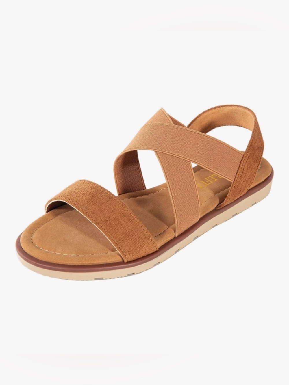 Light Brown Cross-Strap Comfort Sandals